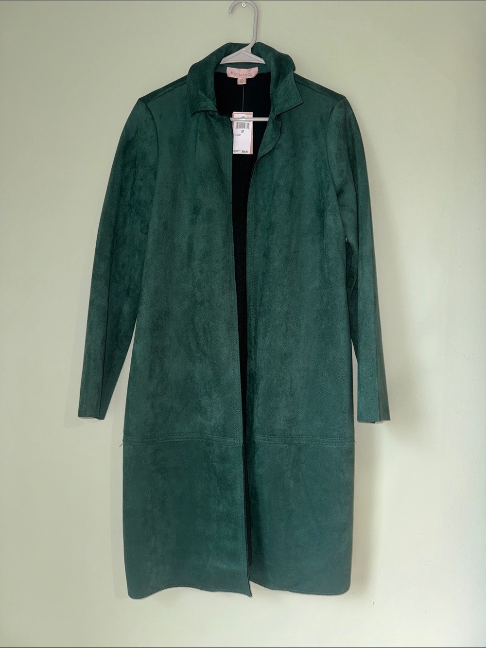 NWT Philosophy Forest Green Suede Open-Front Trench Coat